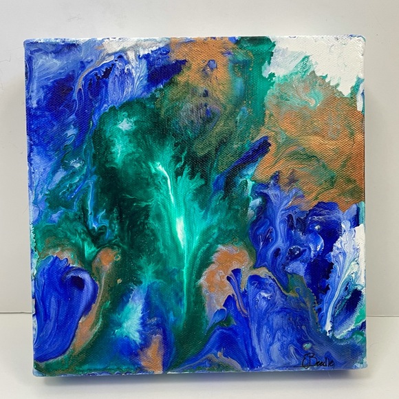 Hand Crafted Other - Original Acrylic Abstract Artwork 8”x8” Peacock